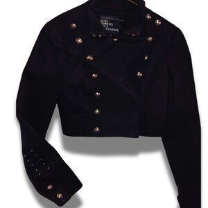Urban Behavior SMAG Black Cropped Military Jacket Lace-Up Cuffs - Small